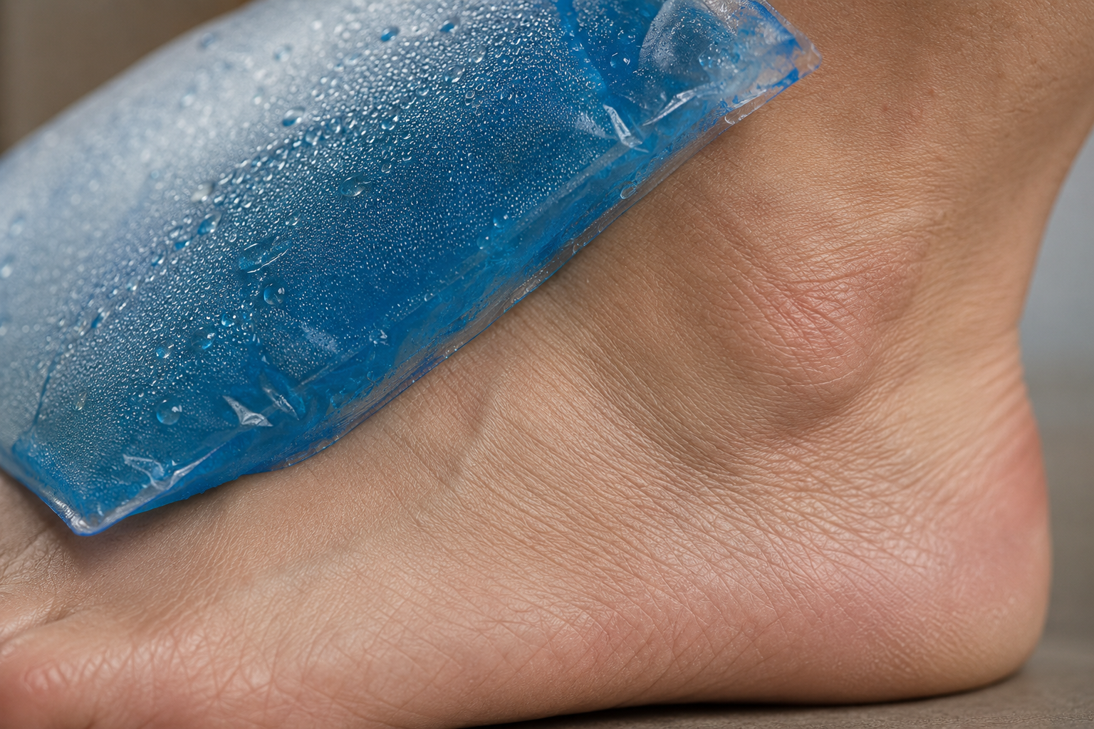 Person icing a foot and ankle injury
